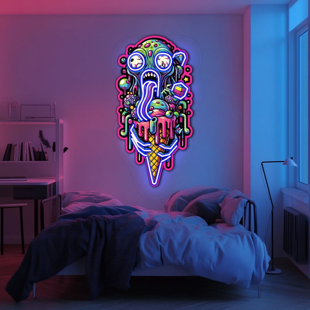 UV Printed Zombie Ice Cream Neon Wall Art- LV0060 Liviqon.co
