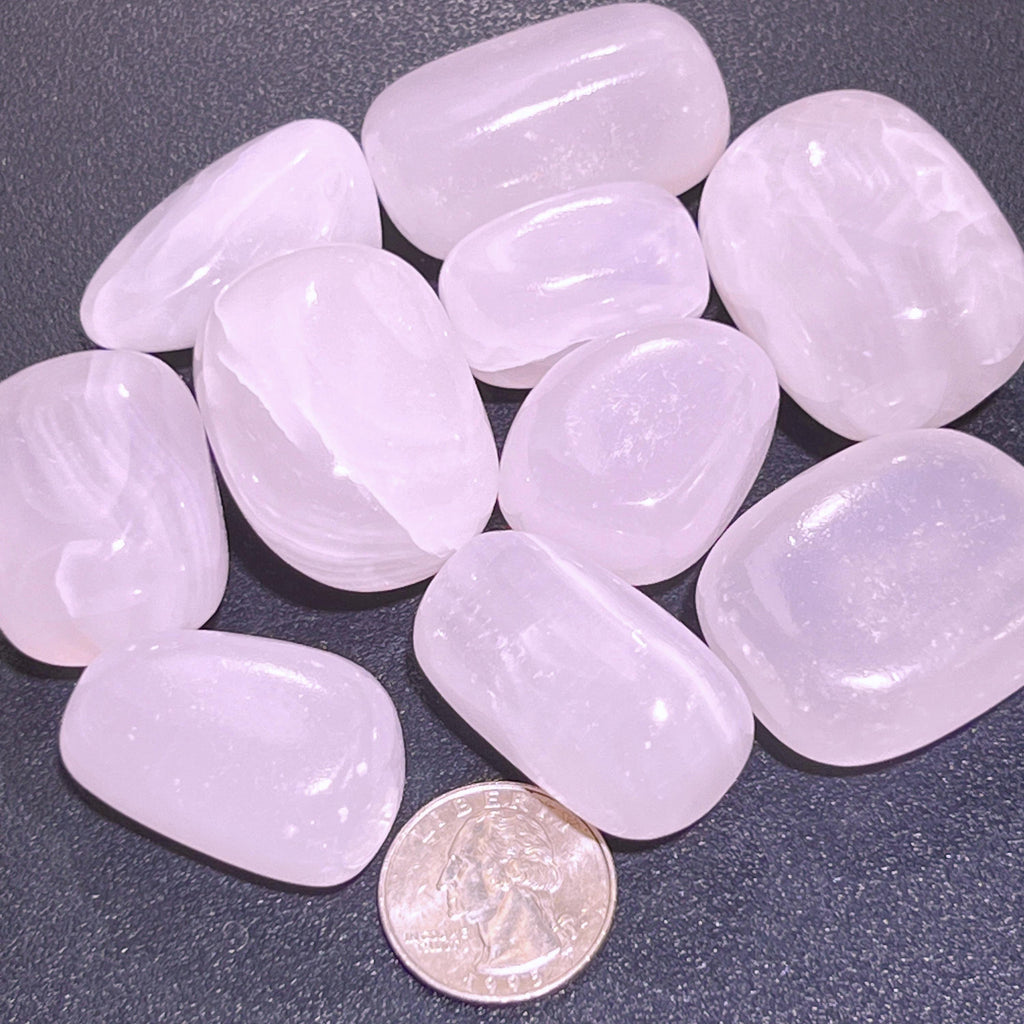 Extra Quality Pink Mangano Calcite Tumbled Stones (UV Reactive)(By The Piece Or Pound) Bulk Wholesale Gemstones Decor Supply Amazing Crystals