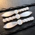 Selenite Satin Spar Crystal Decorative Knife Sword Dagger Spiral (7-8 Inches) Carving Amazing Crystals