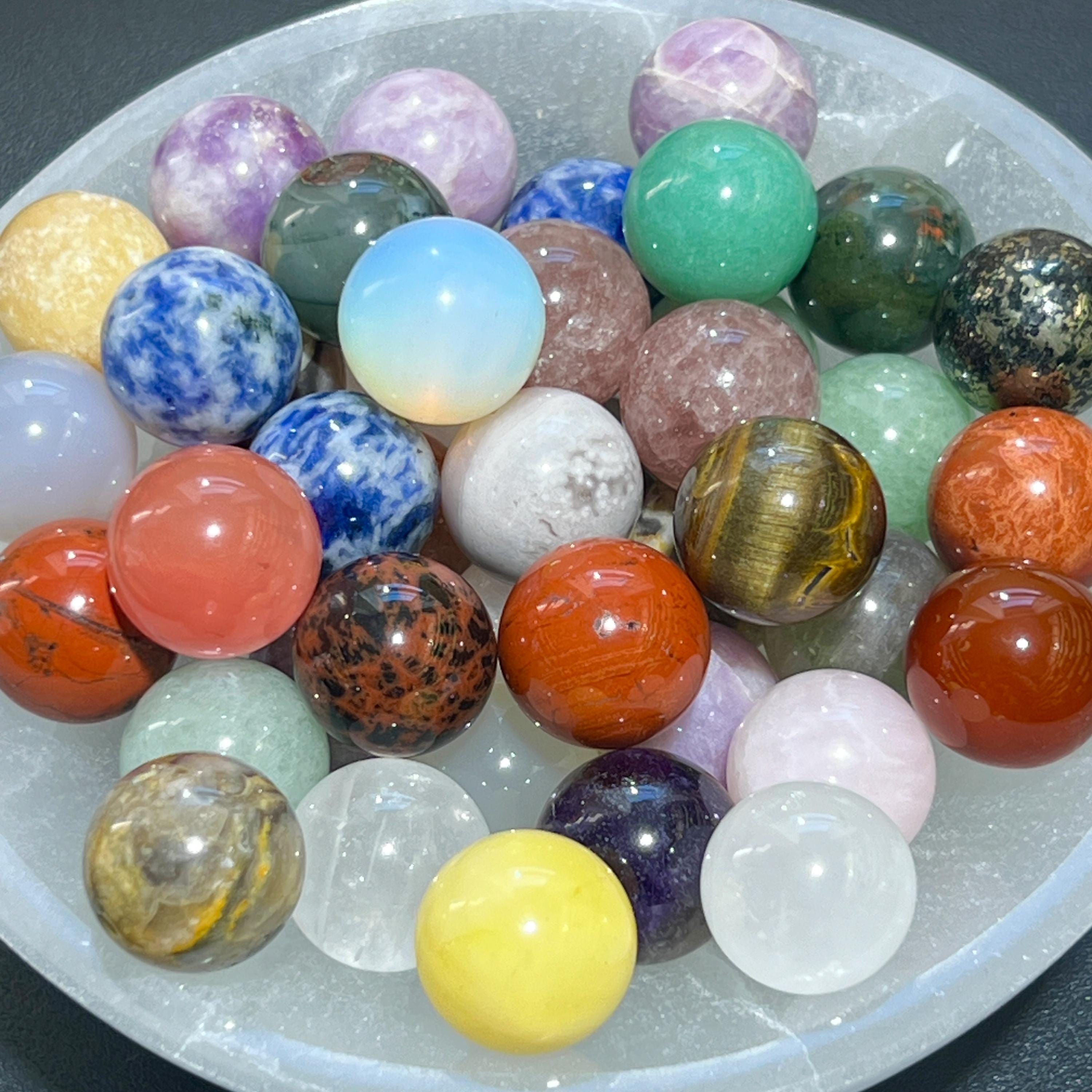 Mixed Crystal Spheres Small Marble Size (20mm) Gemstone Carving Decor Amazing Crystals