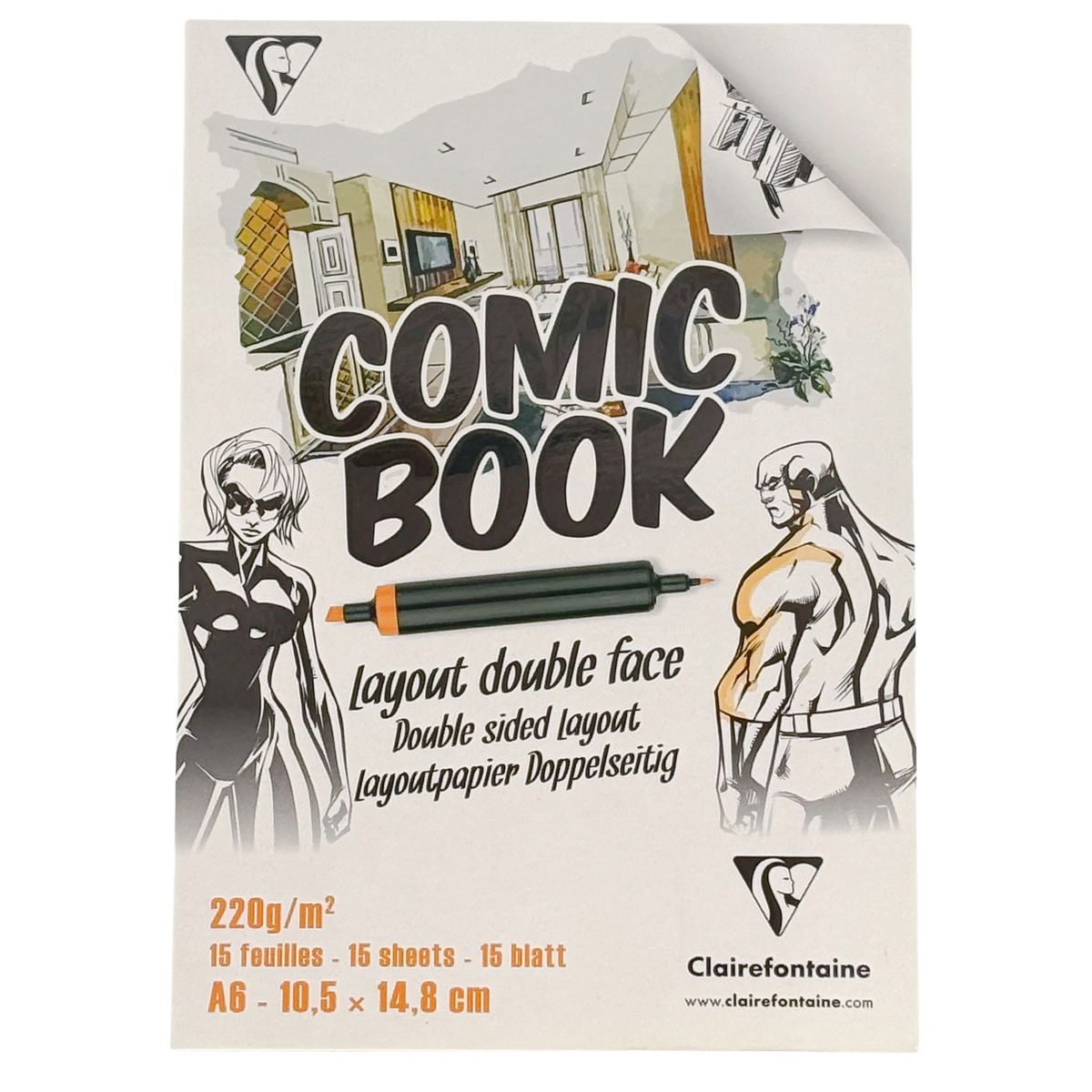 Clairfontaine - Comic Book Paper, 220g, A6, 15 Sheets ShopSketchBox