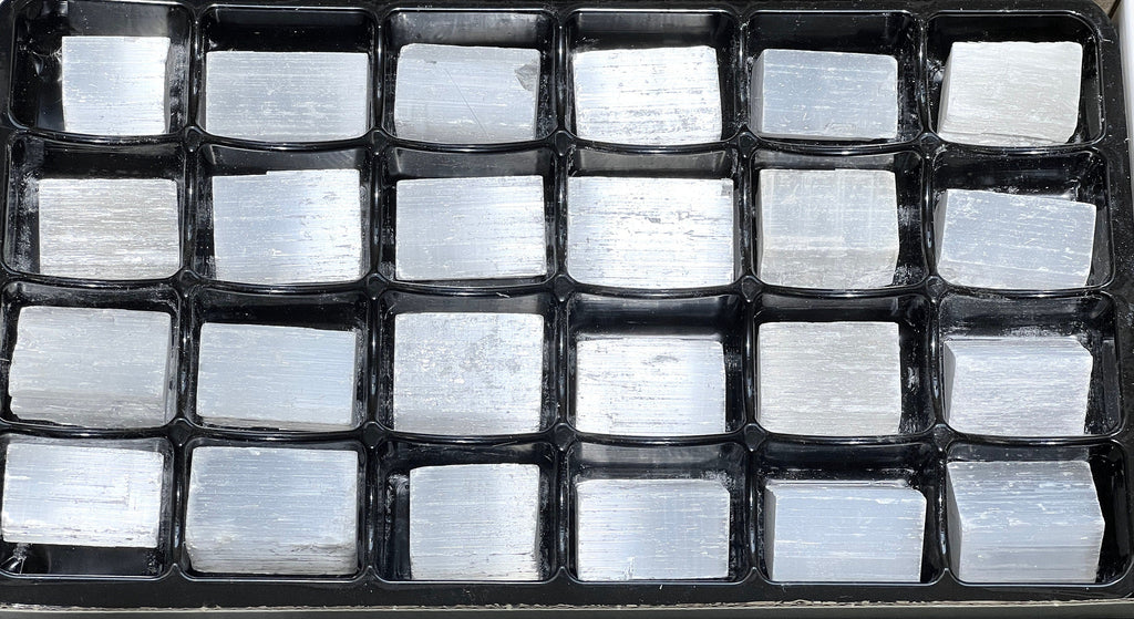Selenite Rough Raw Crystals (24 Pc) Assorted Box Flat Bulk Wholesale Amazing Crystals
