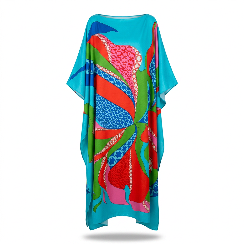 Energetic Printed Loose Kaftan Boho Brown