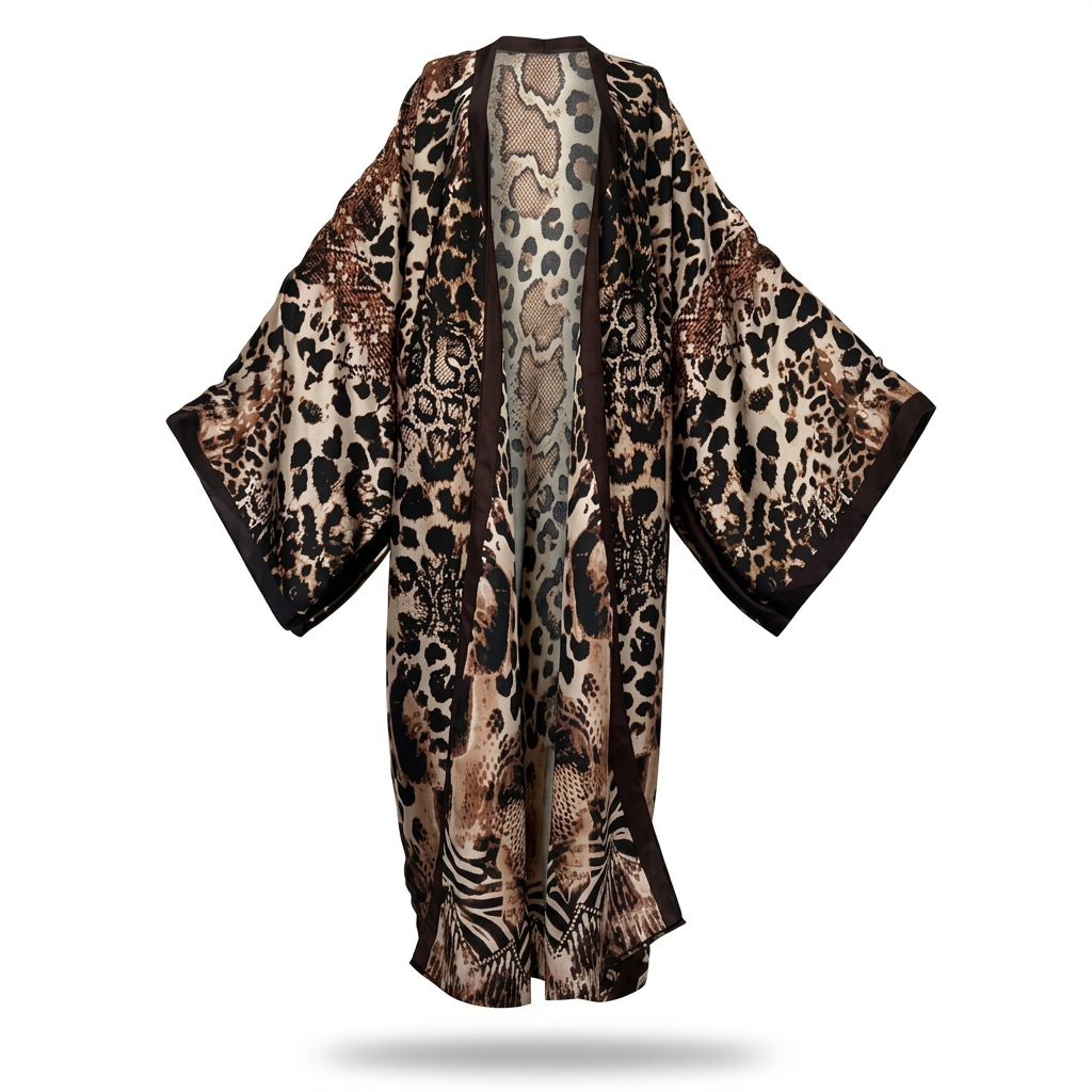 Fierce Leopard Print Boho Kaftan Boho Brown