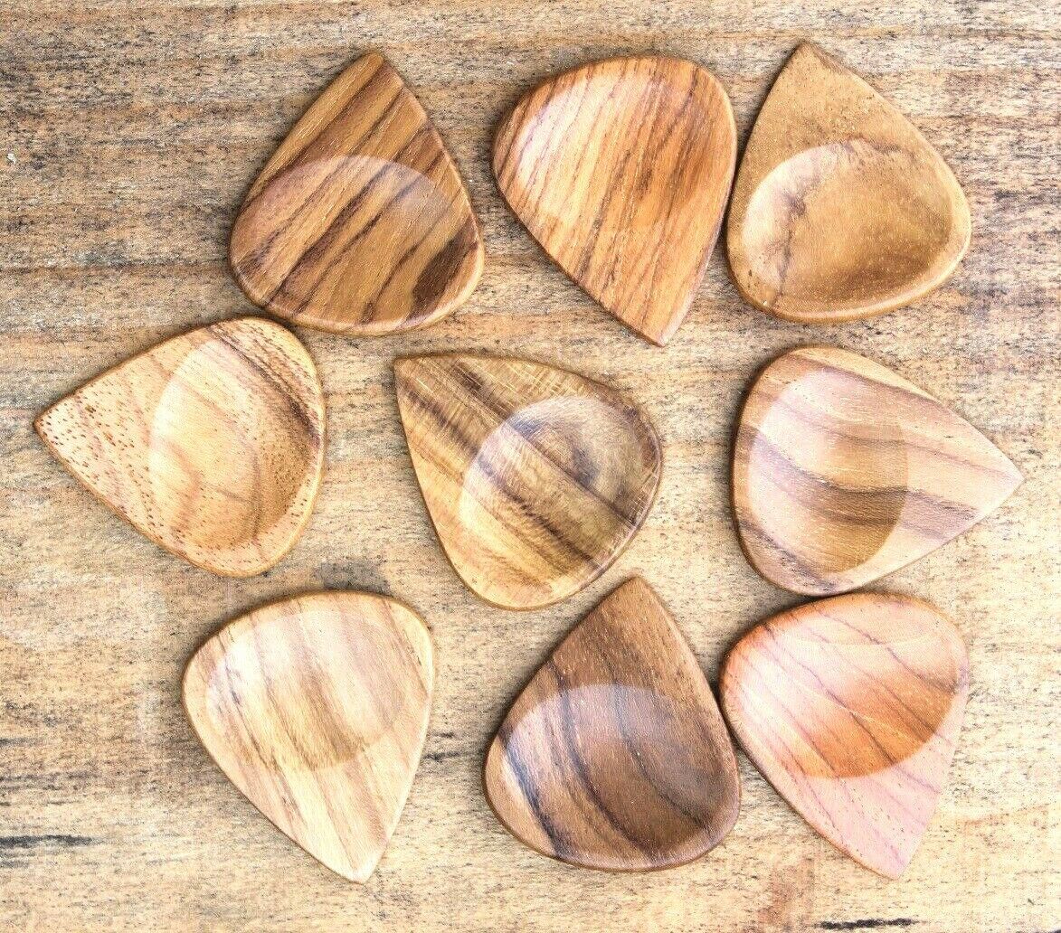 Teak Wood Guitar Or Bass Pick - 3.0 mm Ultra Heavy Gauge - 351 Groove Shape - Natural Finish Handmade Specialty Exotic Plectrum Exotic Plectrums