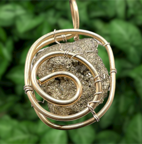 Custom Non Tarnishing Silver Plated Wire Wrapped Money Attraction Pyrite Necklace The Vibez Shop