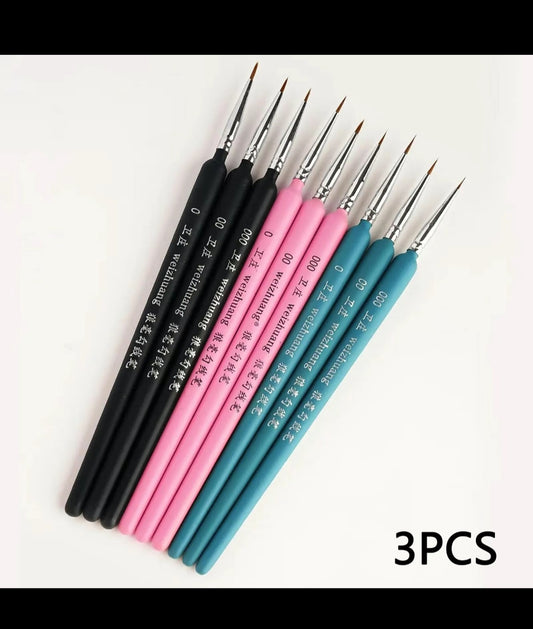 3pc Fine Tip Paint Brush Set - Pink (MFA)