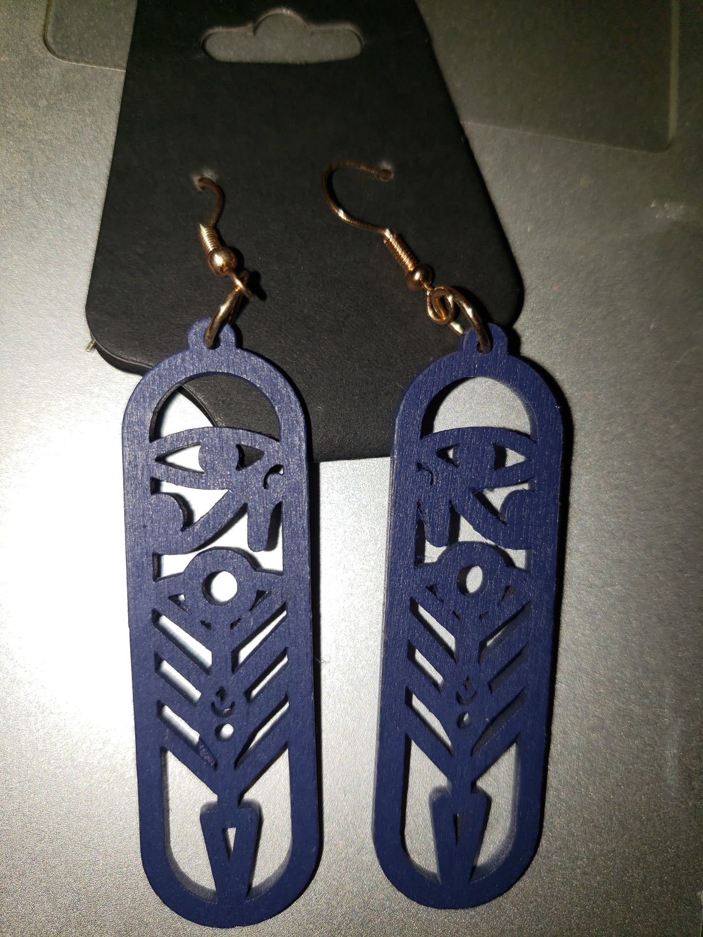 Blue Carved Earrings - Wooden (MFA)