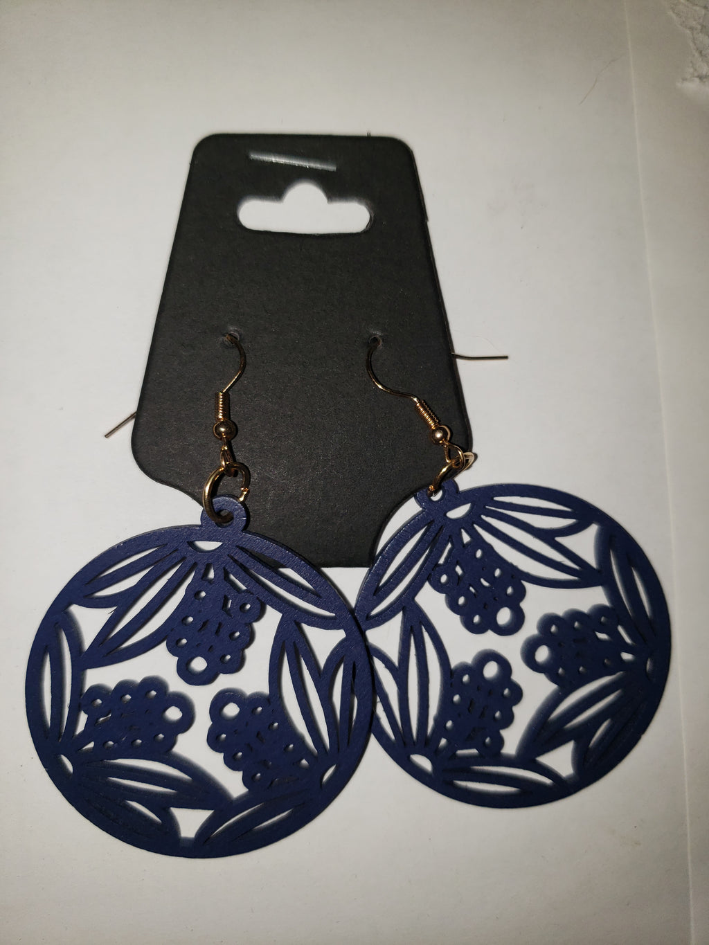 Blue Carved Earrings - Wooden