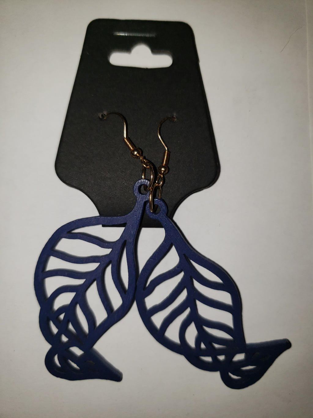 Blue Carved Earrings - Wooden