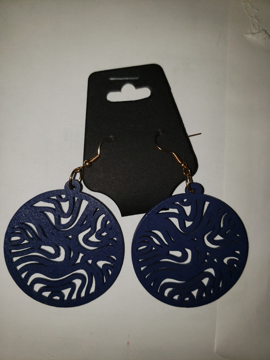 Blue Carved Earrings - Wooden