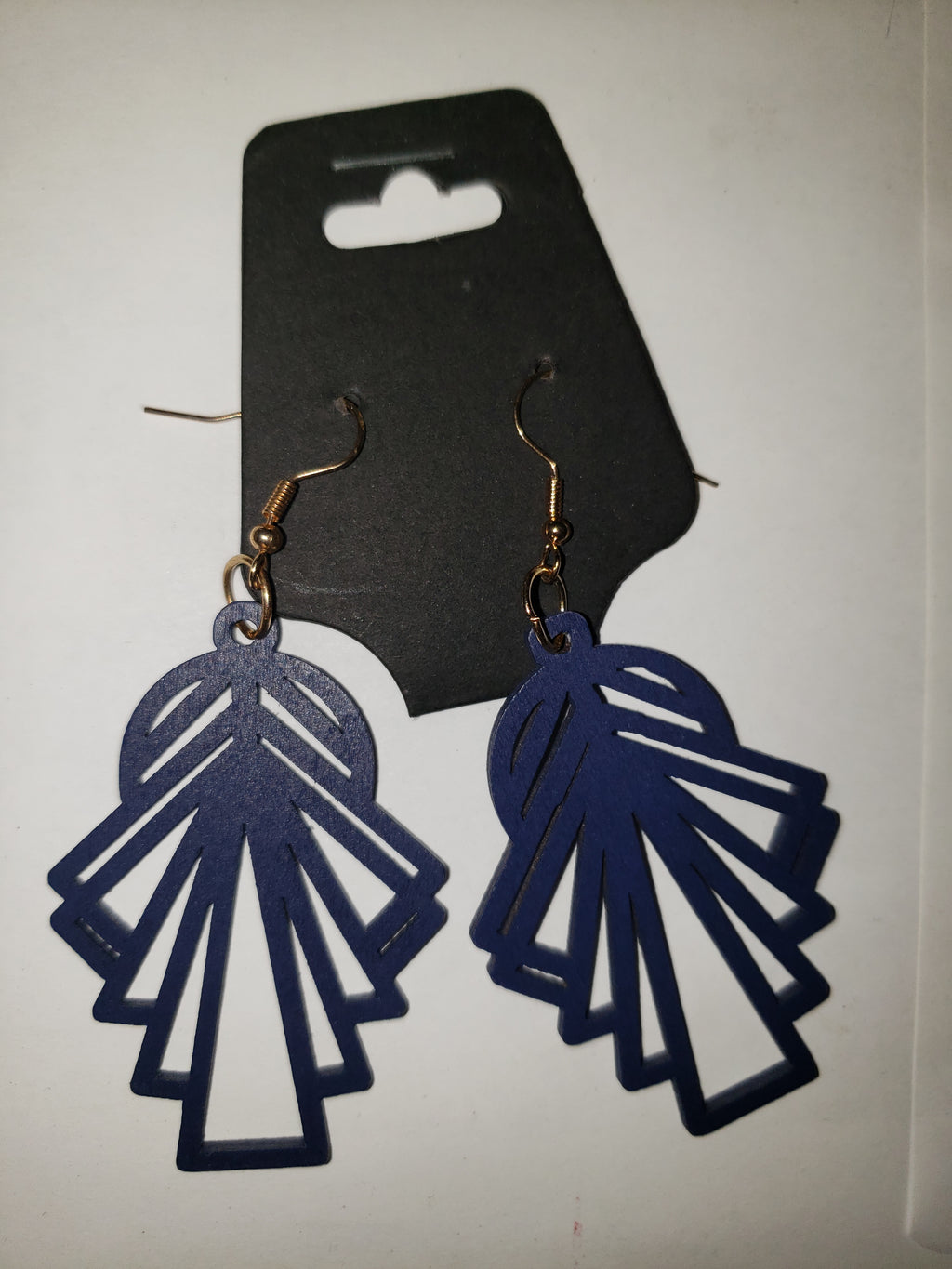Blue Carved Earrings - Wooden