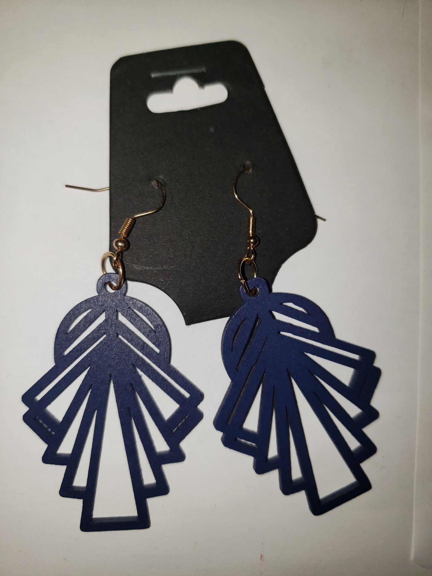 Blue Carved Earrings - Wooden (MFA)