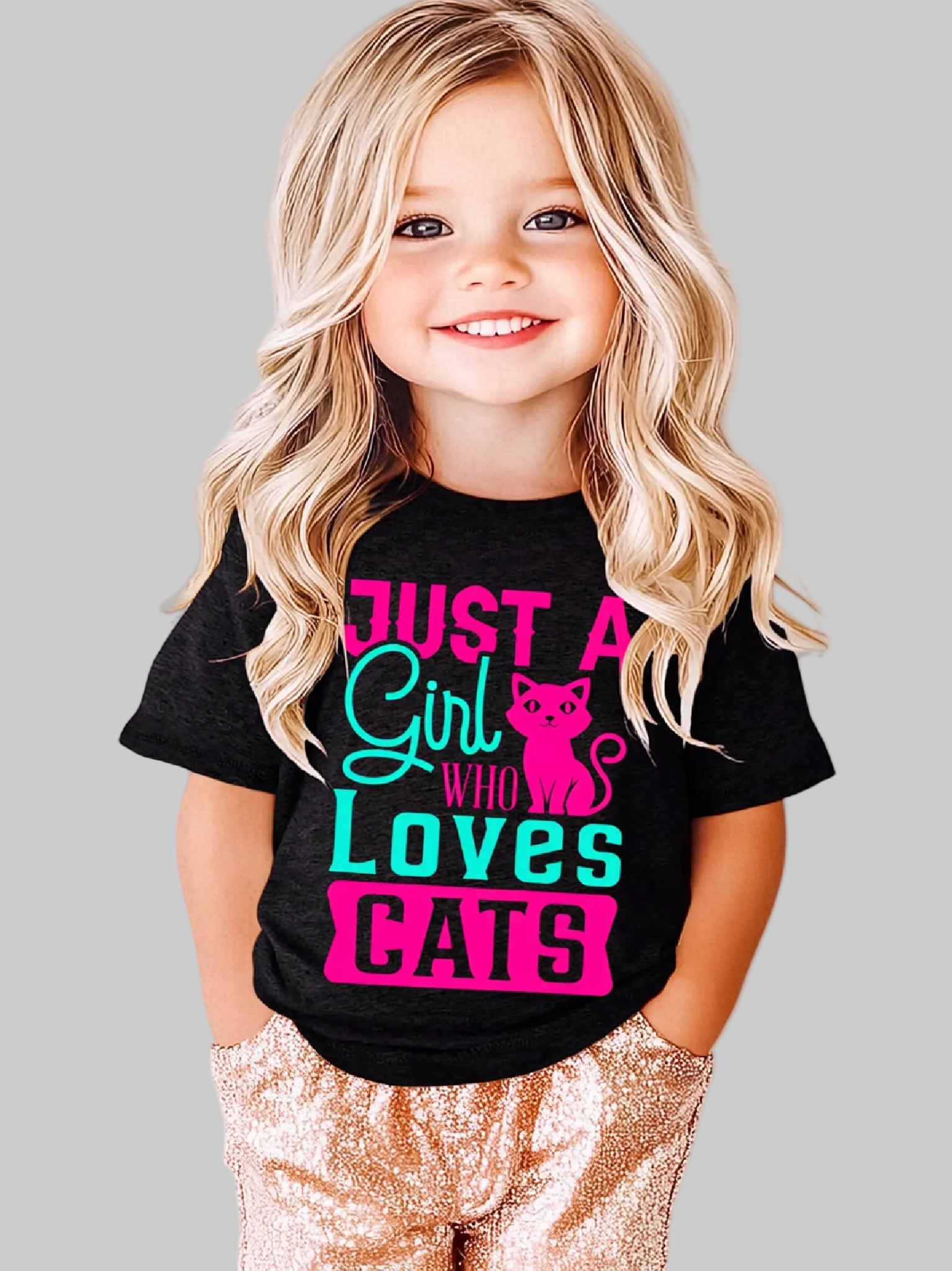 Toddler Girls Just A Girl Who Loves Cats Short Sleeve T-Shirt NicholesGifts