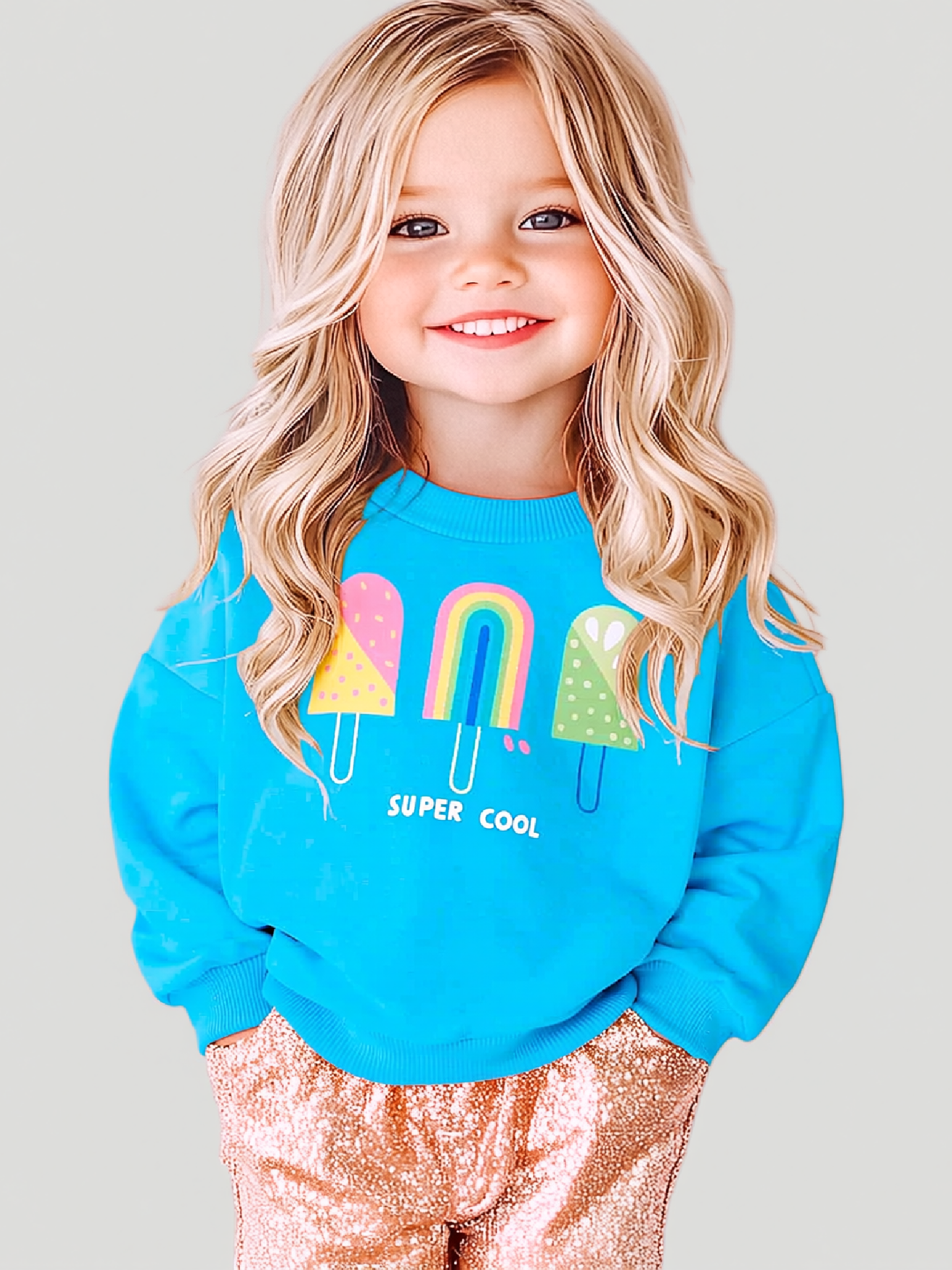 Girls and Toddler Girls Ice Cream Graphic Round Neck Sweatshirt NicholesGifts