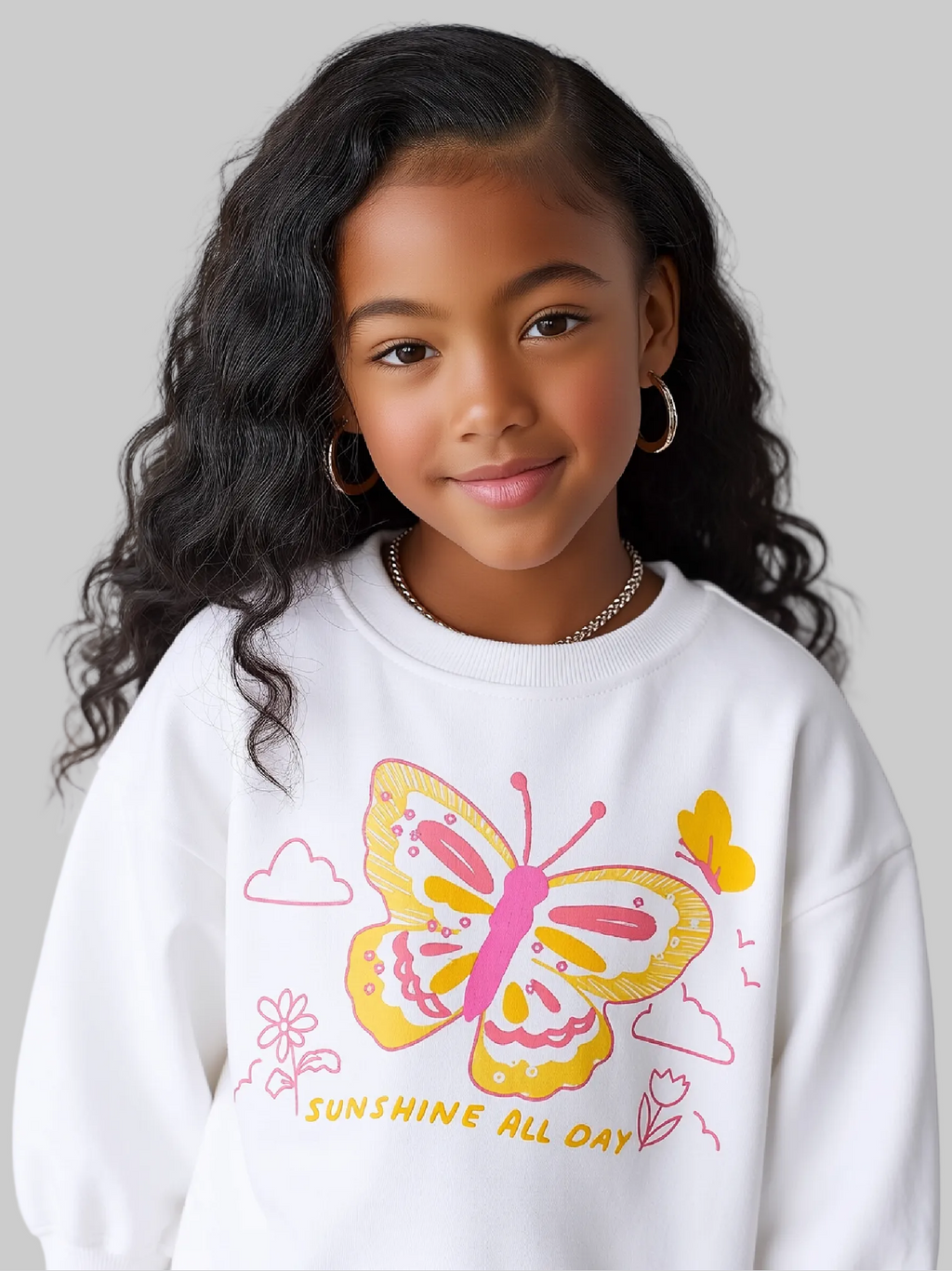 Girls and Toddler Girls Butterfly Graphic Crew Neck Sweatshirt NicholesGifts