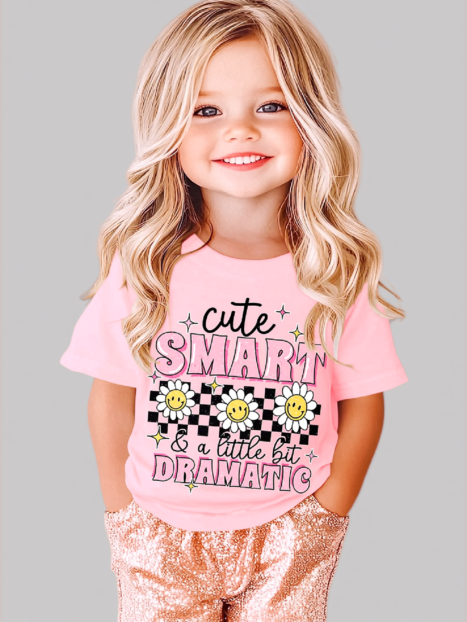 Toddler Girls Cute Smart and a Little Bit Dramatic Short Sleeve T-Shirt NicholesGifts