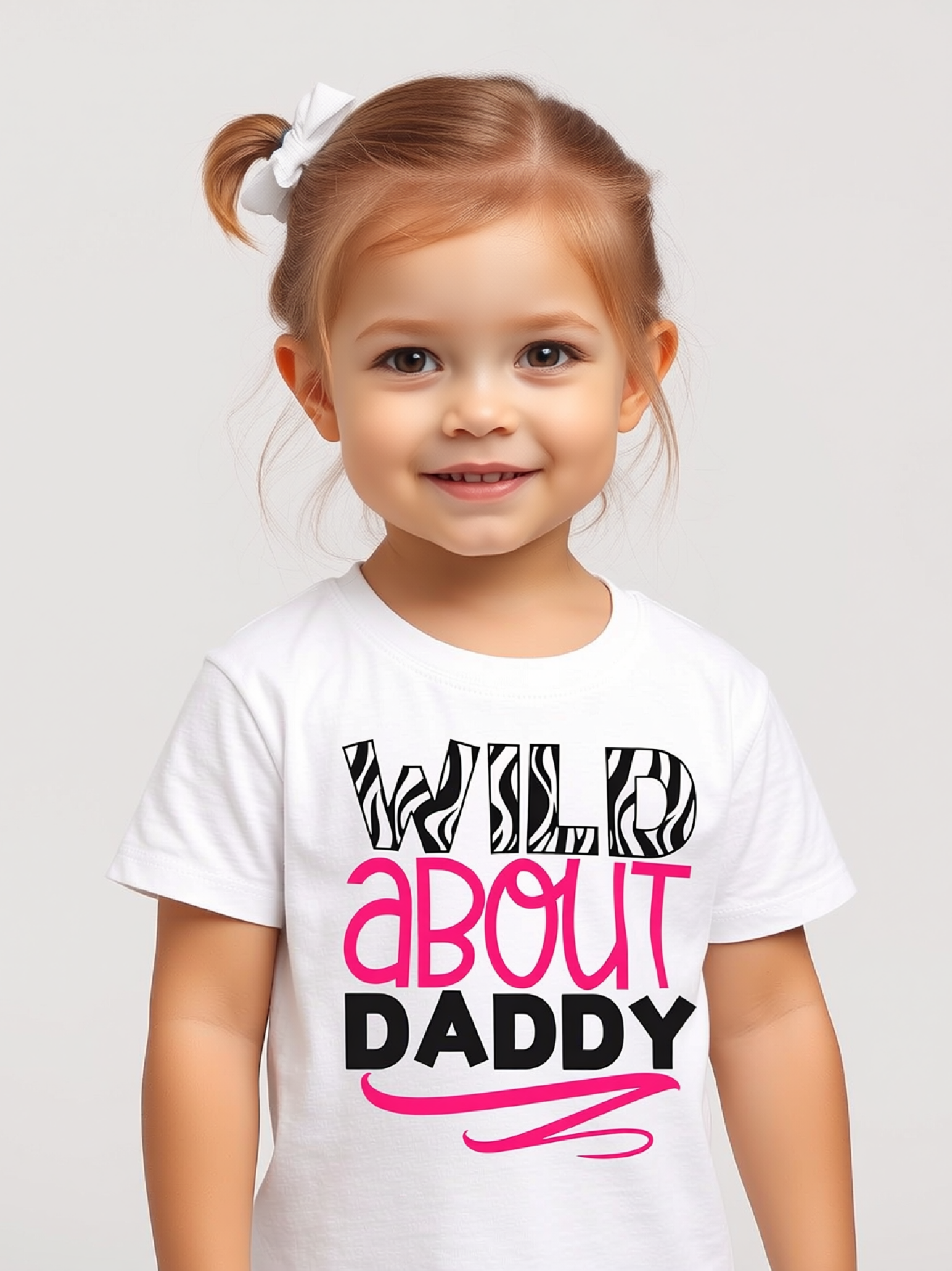 Toddler Girls Wild About Daddy Short Sleeve T-Shirt For Father's Day Gift NicholesGifts