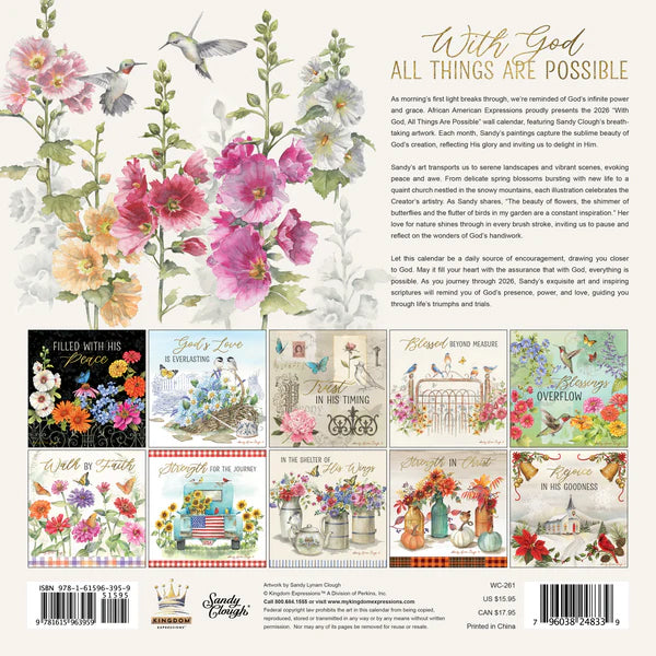 2026 With God all Things are Possible Wall Calendar | FashionMojos.com FashionMojos.com