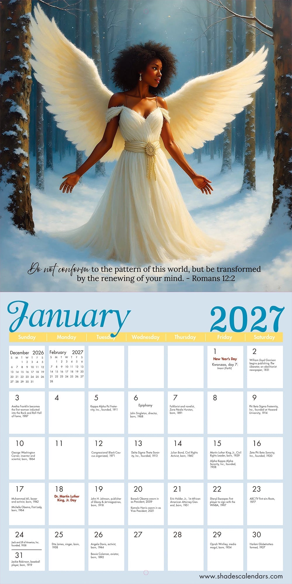 2027 Angelic Light Wall Calendar FashionMojos.com