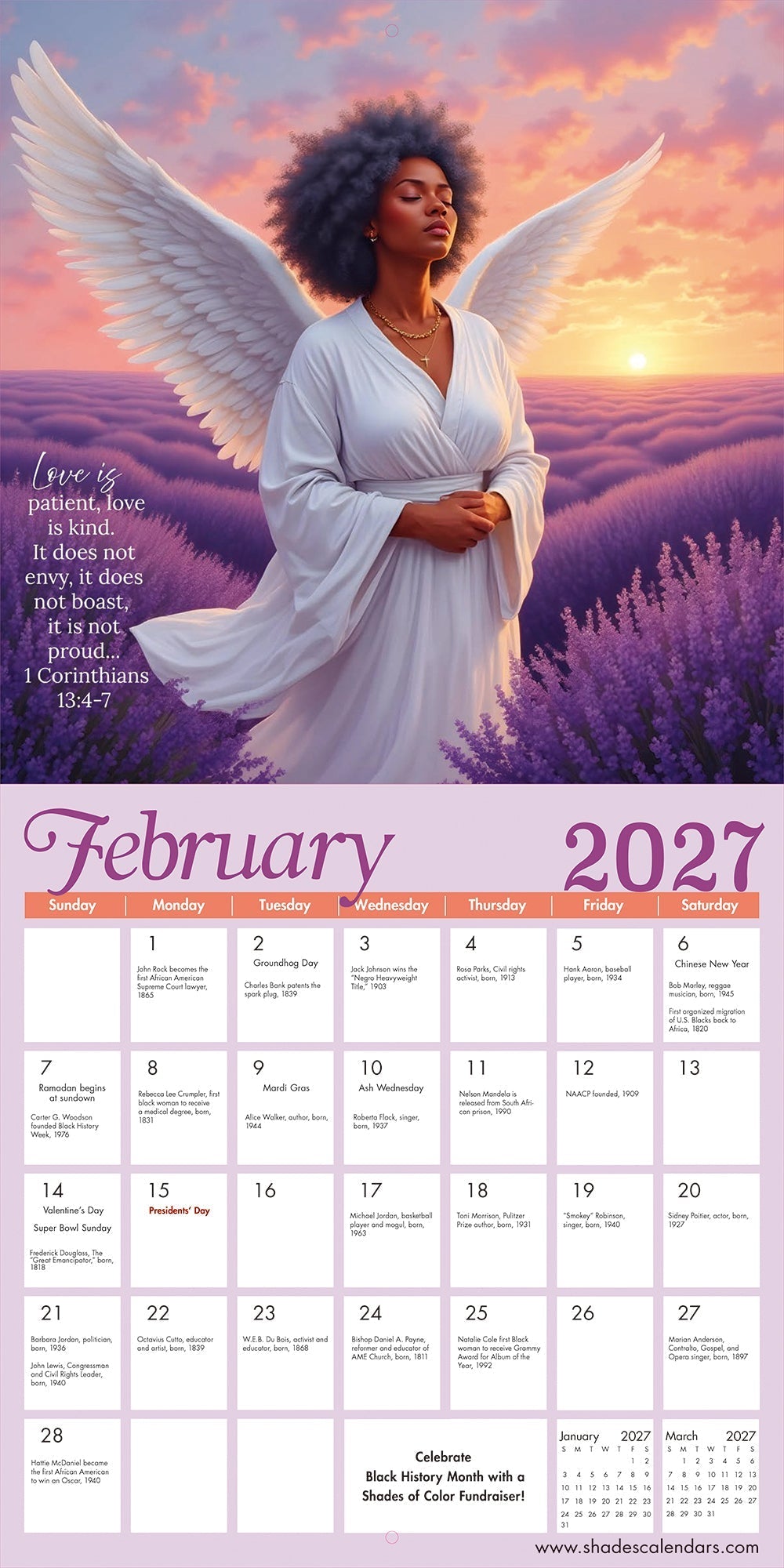 2027 Angelic Light Wall Calendar FashionMojos.com