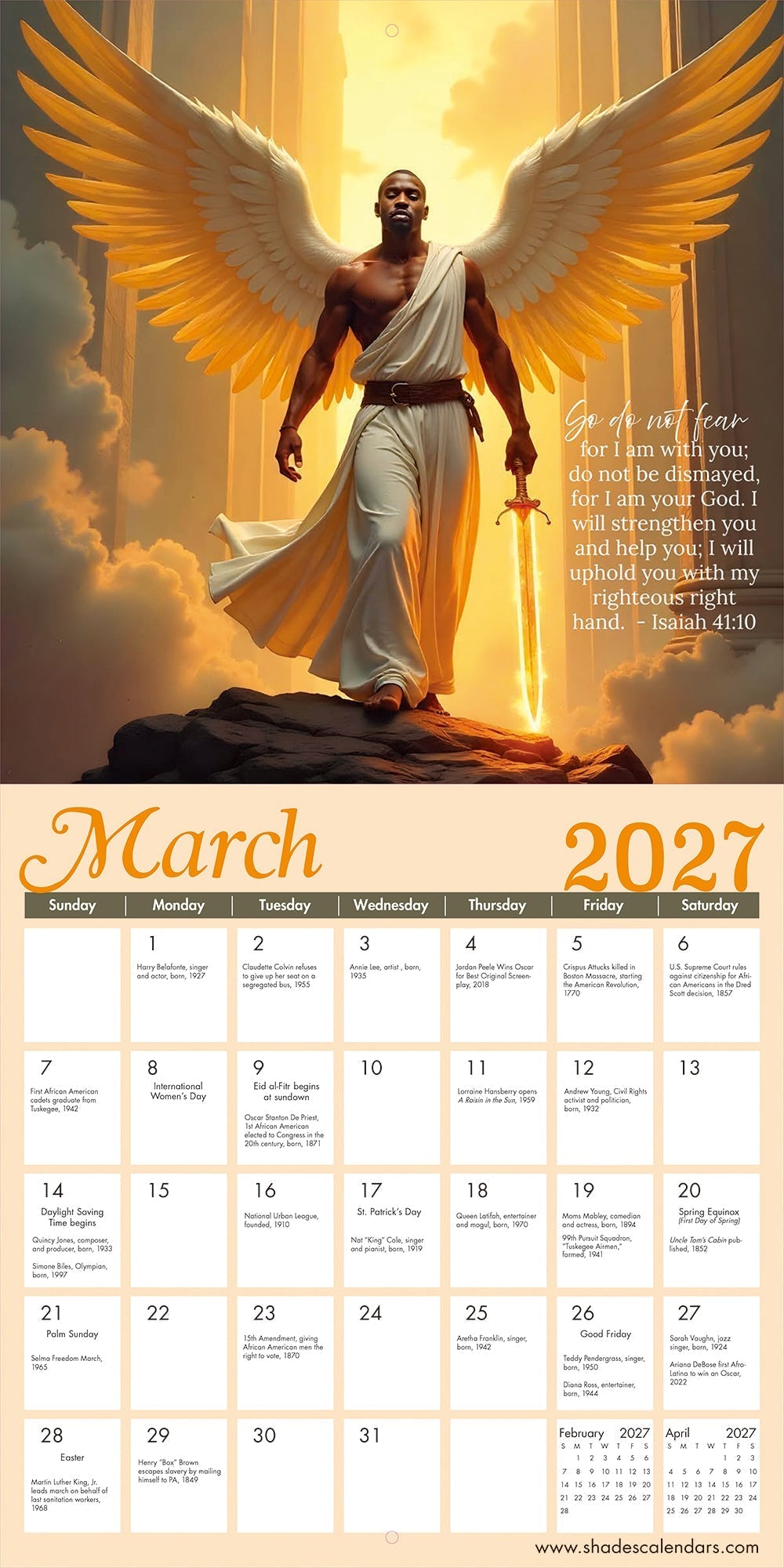 2027 Angelic Light Wall Calendar FashionMojos.com