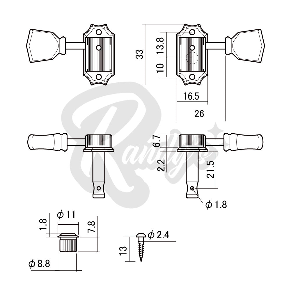 "Vintage Tone Revival" Tuners by Gotoh® w/ Keystone Buttons (Tall Posts) - Fits Gibson® Randy's LLC