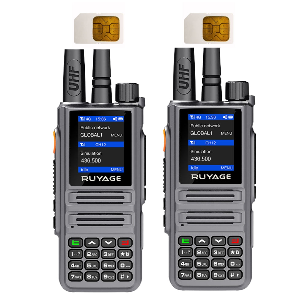 Ruyage X30 Nationwide Lifetime Free 4g+UHF Walkie Talkies | Global Unlimited Range Dual Mode 2 Way Radios,Relay Function,4000mAh,for Job Site with SIM Cards 2 Pack Ruyage Radio