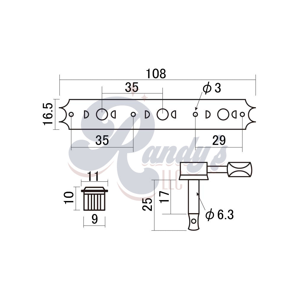 Tuners by Gotoh® w/ Oval Buttons (3-On-Plate) - Fits Gibson® Randy's LLC