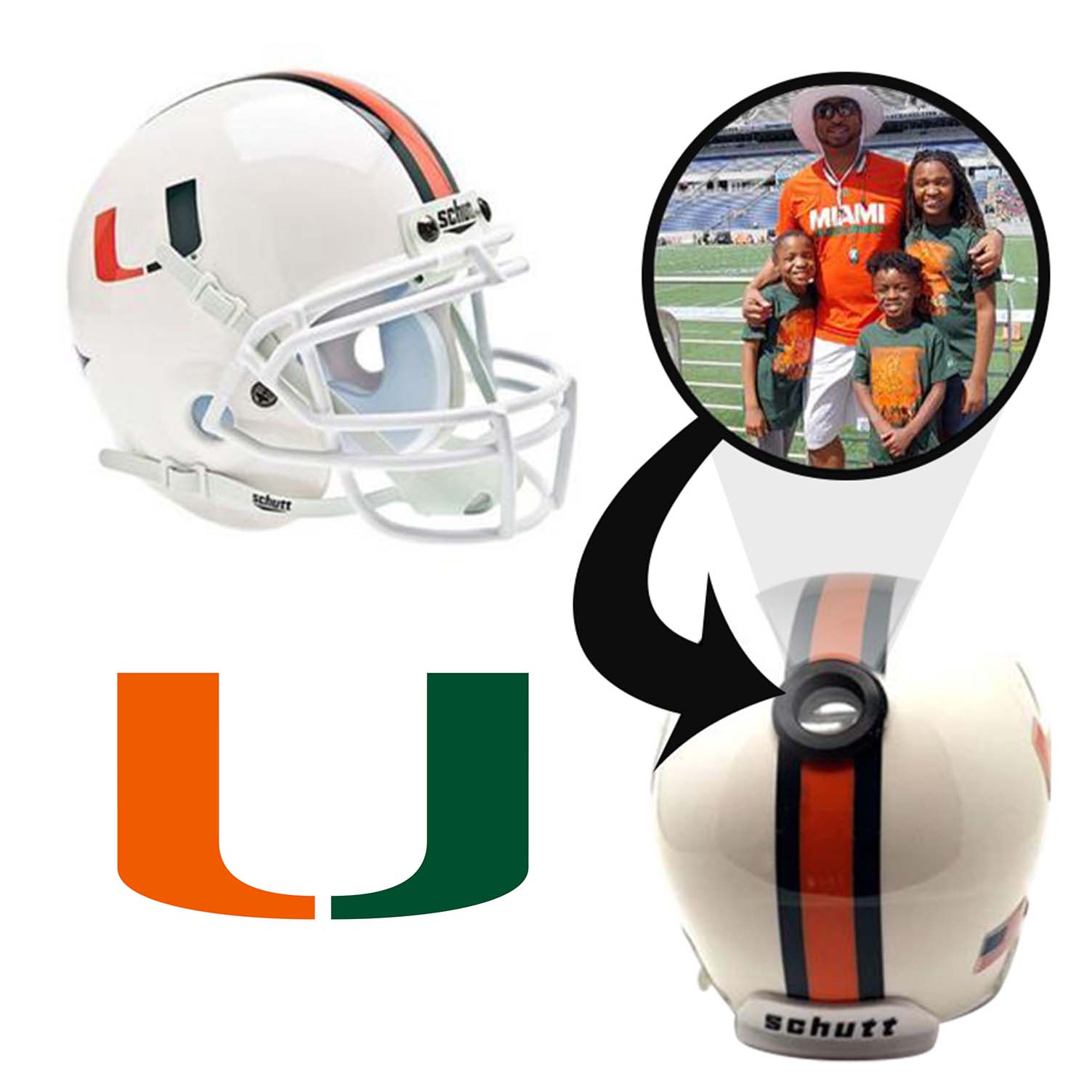 Miami Hurricanes College Football Collectible Mini Helmet - Picture Inside Fanz Collectibles