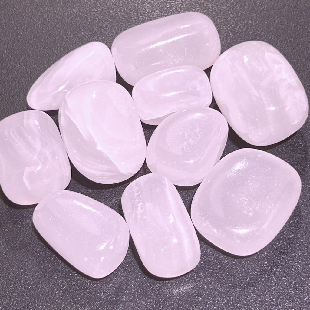 Extra Quality Pink Mangano Calcite Tumbled Stones (UV Reactive)(By The Piece Or Pound) Bulk Wholesale Gemstones Decor Supply Amazing Crystals
