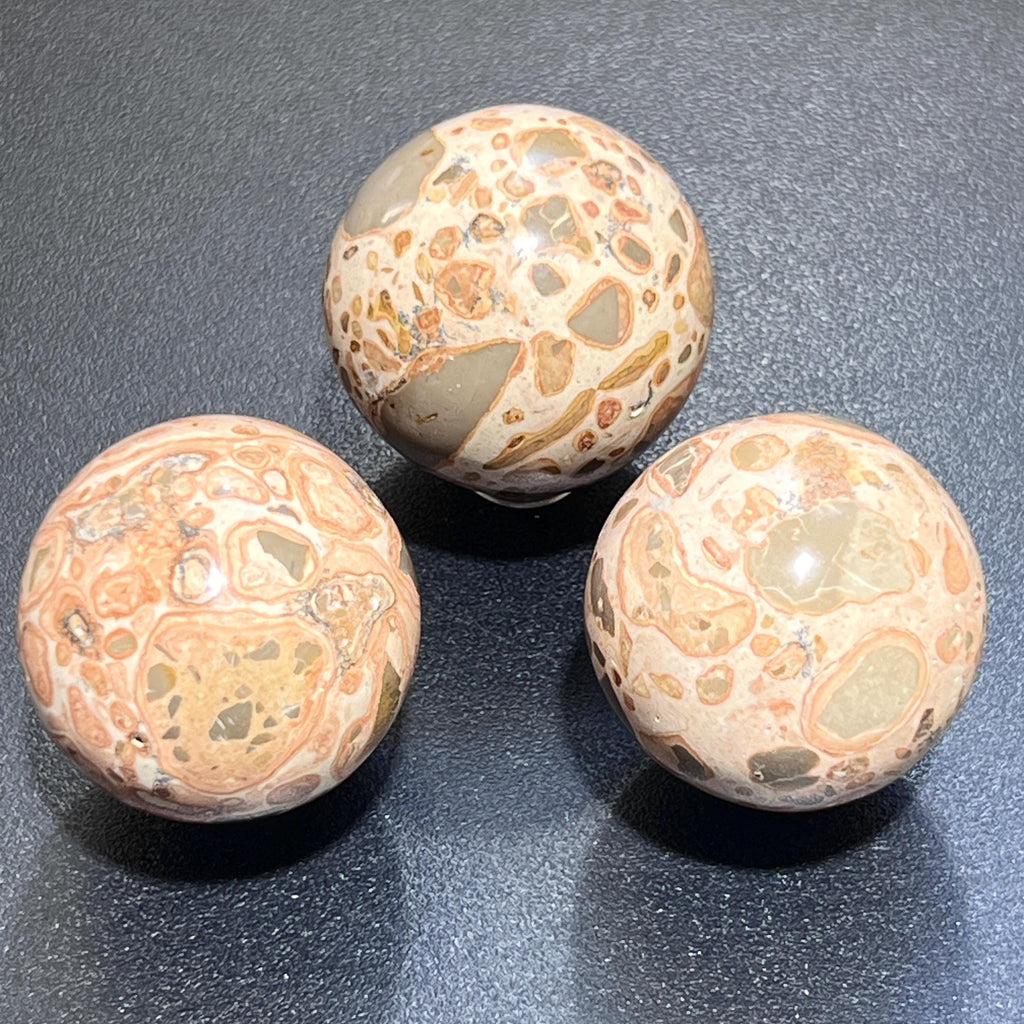 Leopardite Sphere Carving (1.5 Inch)(Leopard Skin Jasper) Amazing Crystals