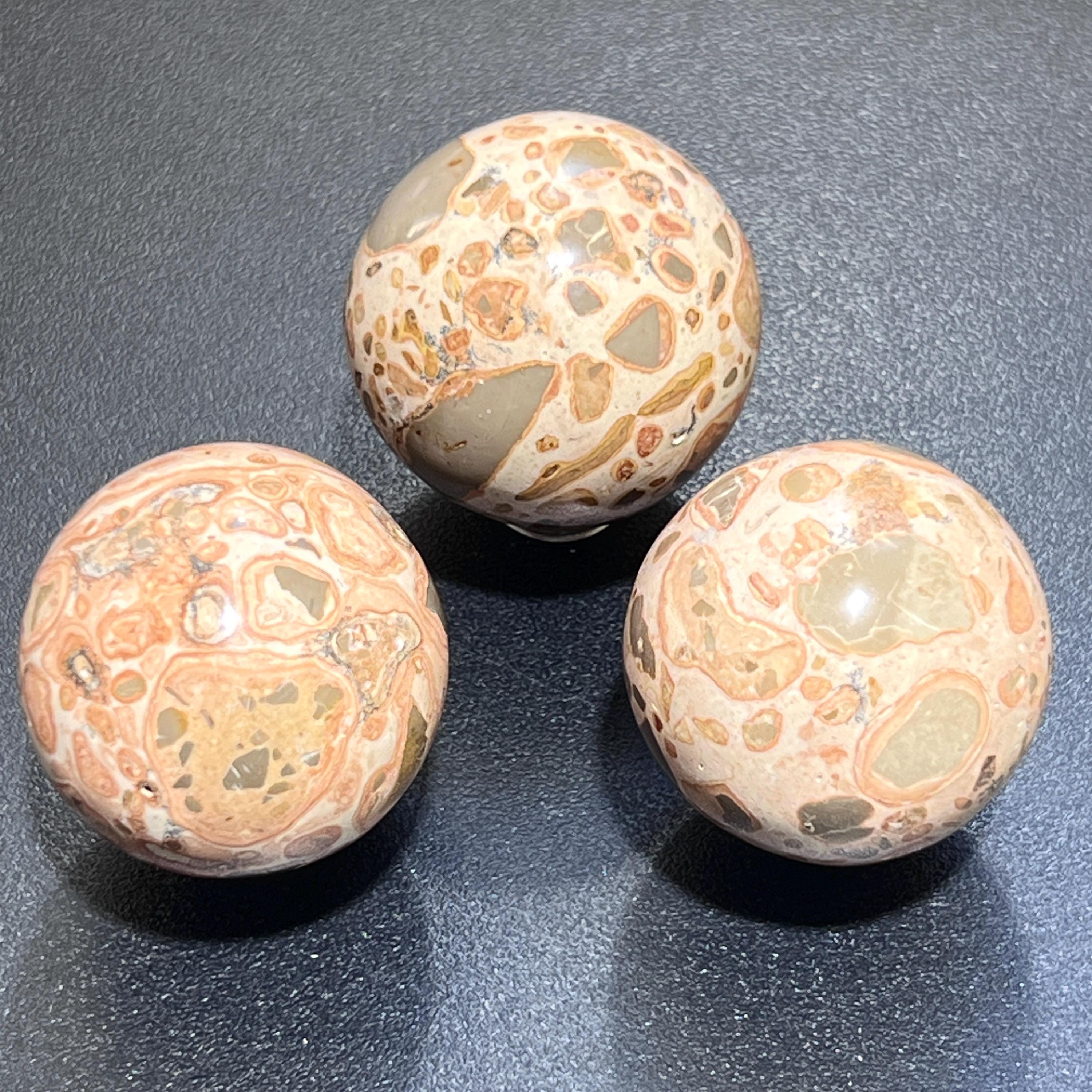 Leopardite Sphere Carving (1.5 Inch)(Leopard Skin Jasper) Amazing Crystals