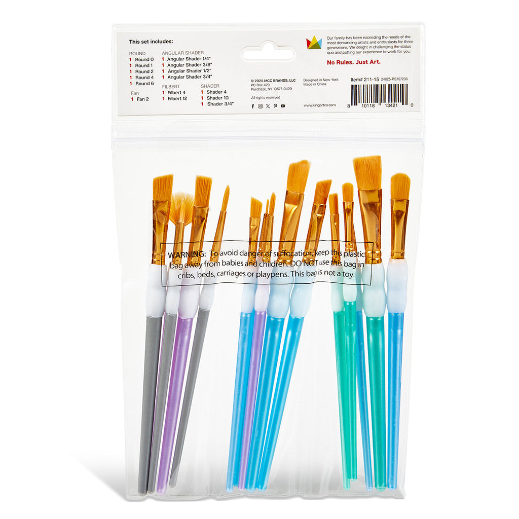 Studio Golden Nylon Brush Set - 15 Pieces KINGART