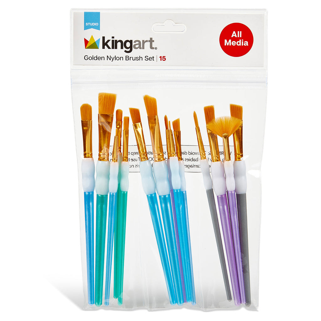 Studio Golden Nylon Brush Set - 15 Pieces KINGART