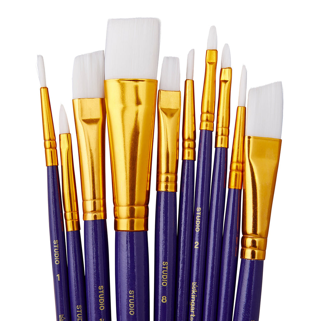Studio White Nylon Brush Set - 10 Pieces KINGART