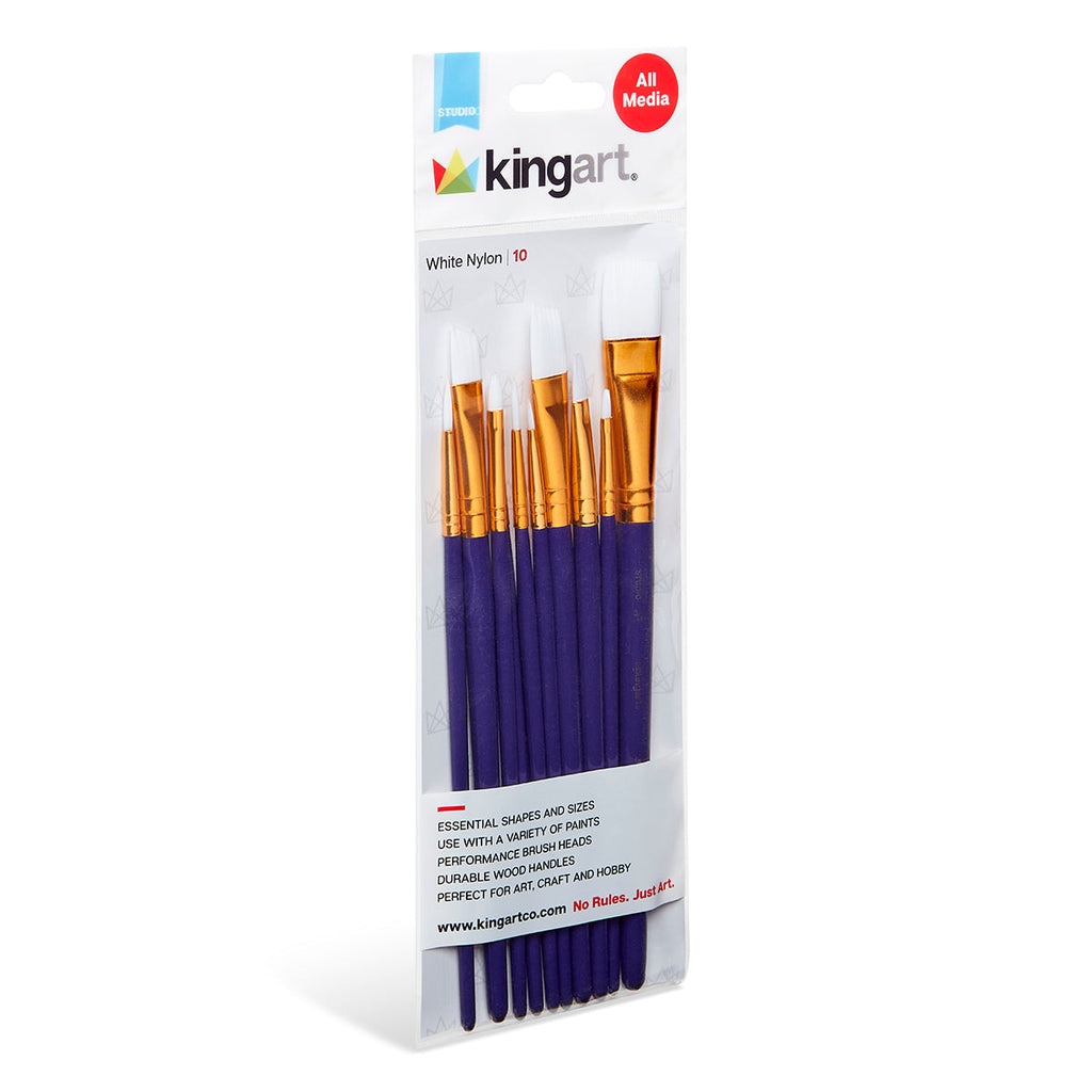 Studio White Nylon Brush Set - 10 Pieces KINGART