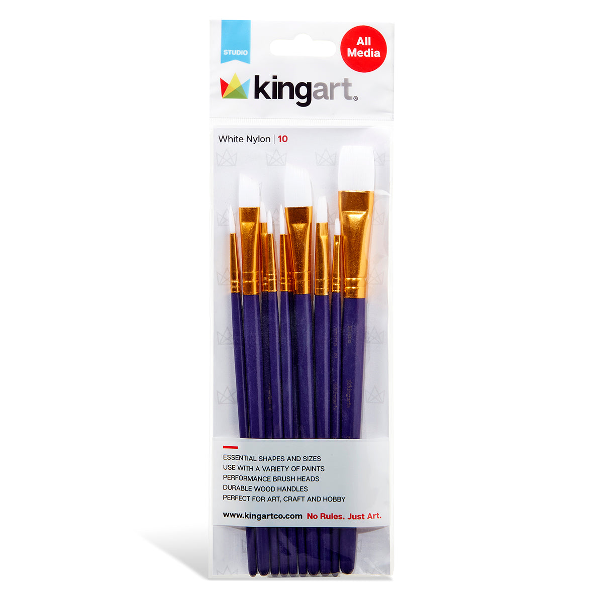 Studio Mixed Media White Nylon Brush Set - 10 pc KINGART