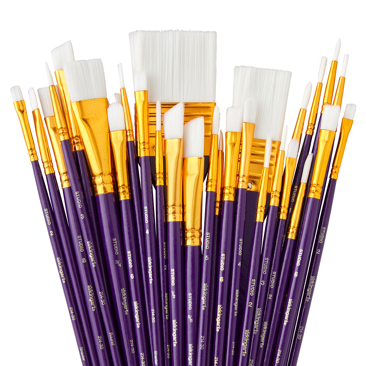 Studio White Nylon Brush Set - Acrylic & Watercolor - 30 pc KINGART