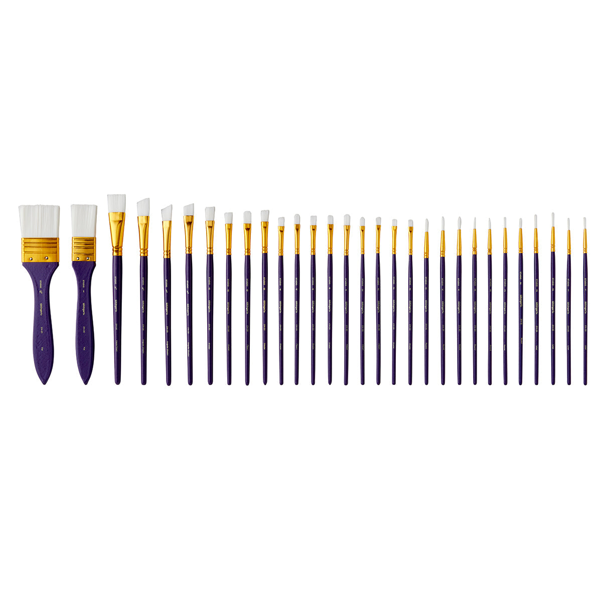 Studio White Nylon Brush Set - Acrylic & Watercolor - 30 pc KINGART