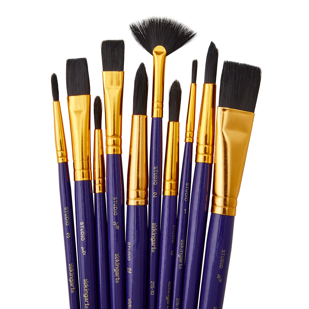 Studio Black Nylon Brush Set - 10 Pieces KINGART