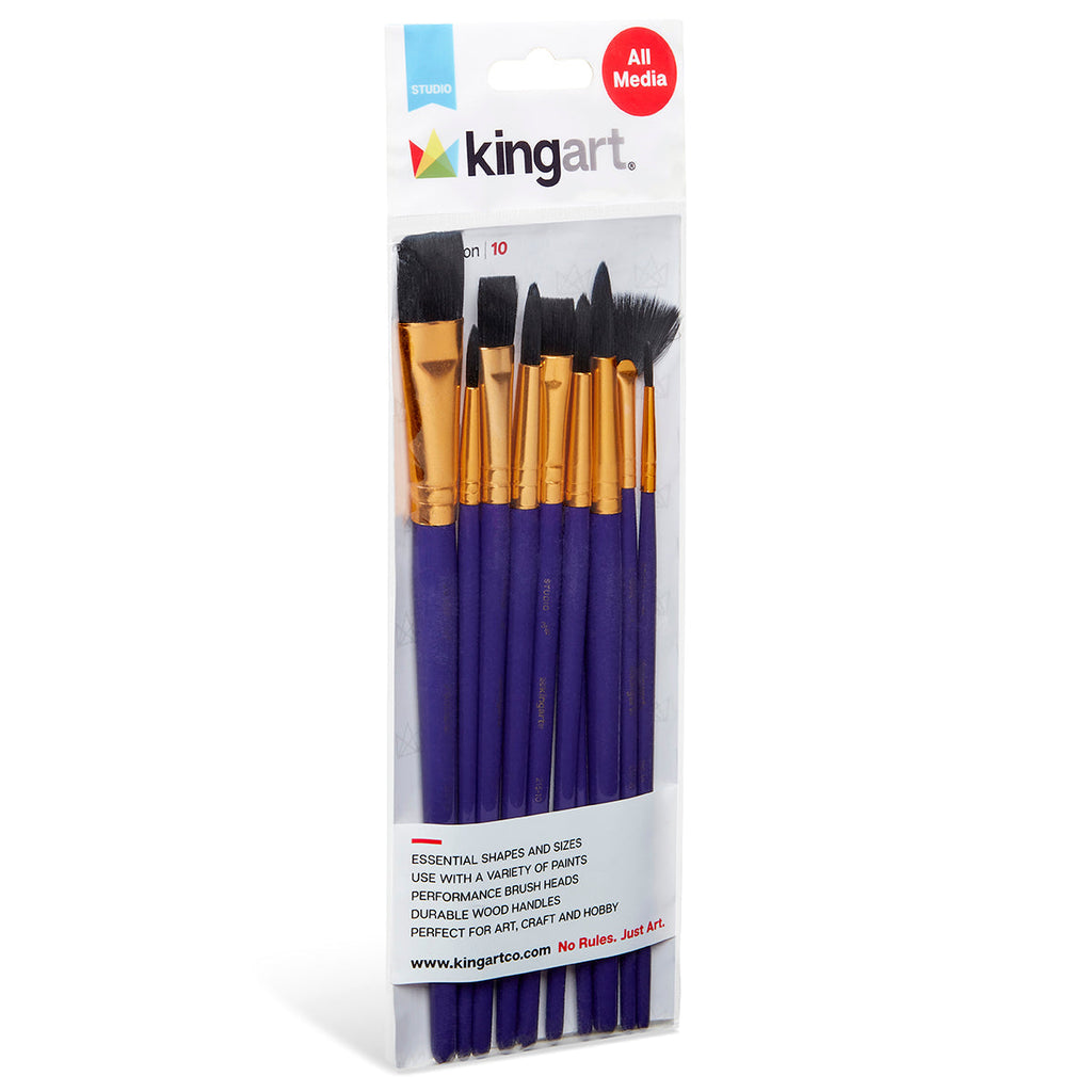Studio Black Nylon Brush Set - 10 Pieces KINGART