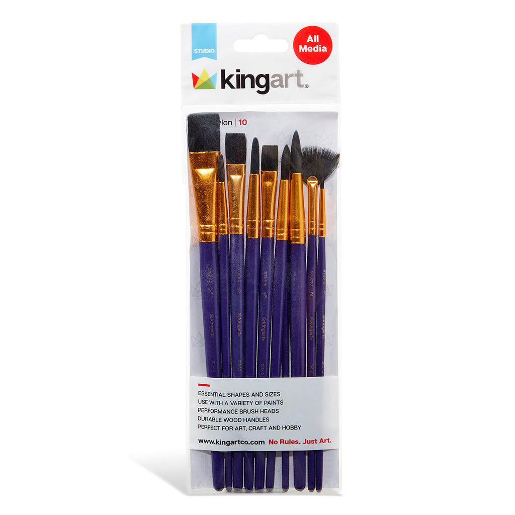 Studio Black Nylon Brush Set - 10 Pieces KINGART