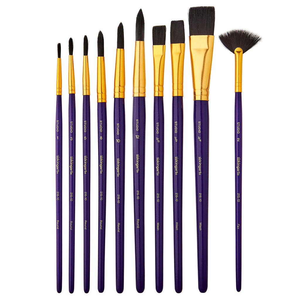 Studio Black Nylon Brush Set - 10 Pieces KINGART
