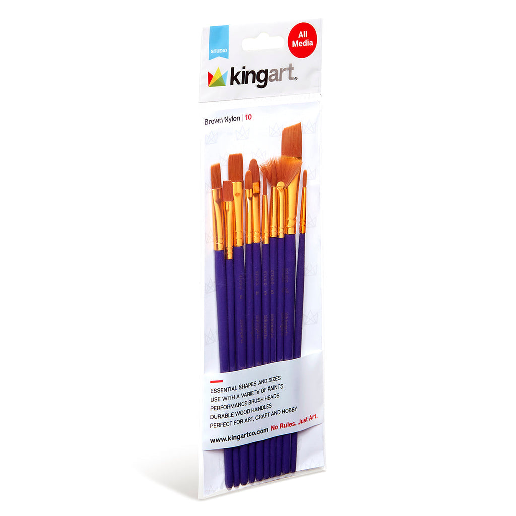 Studio Golden Nylon Brush Set - 10 Pieces KINGART