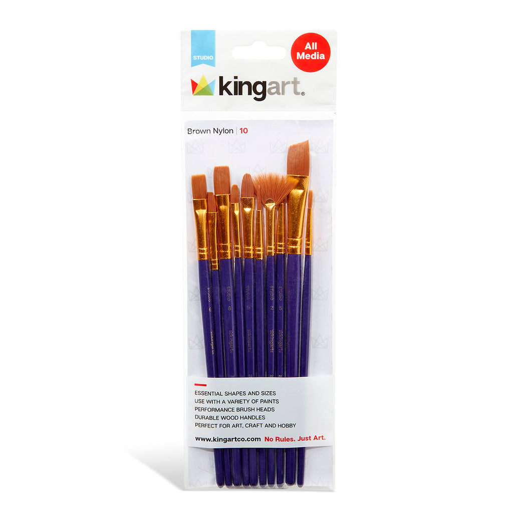 Studio Golden Nylon Brush Set - 10 Pieces KINGART