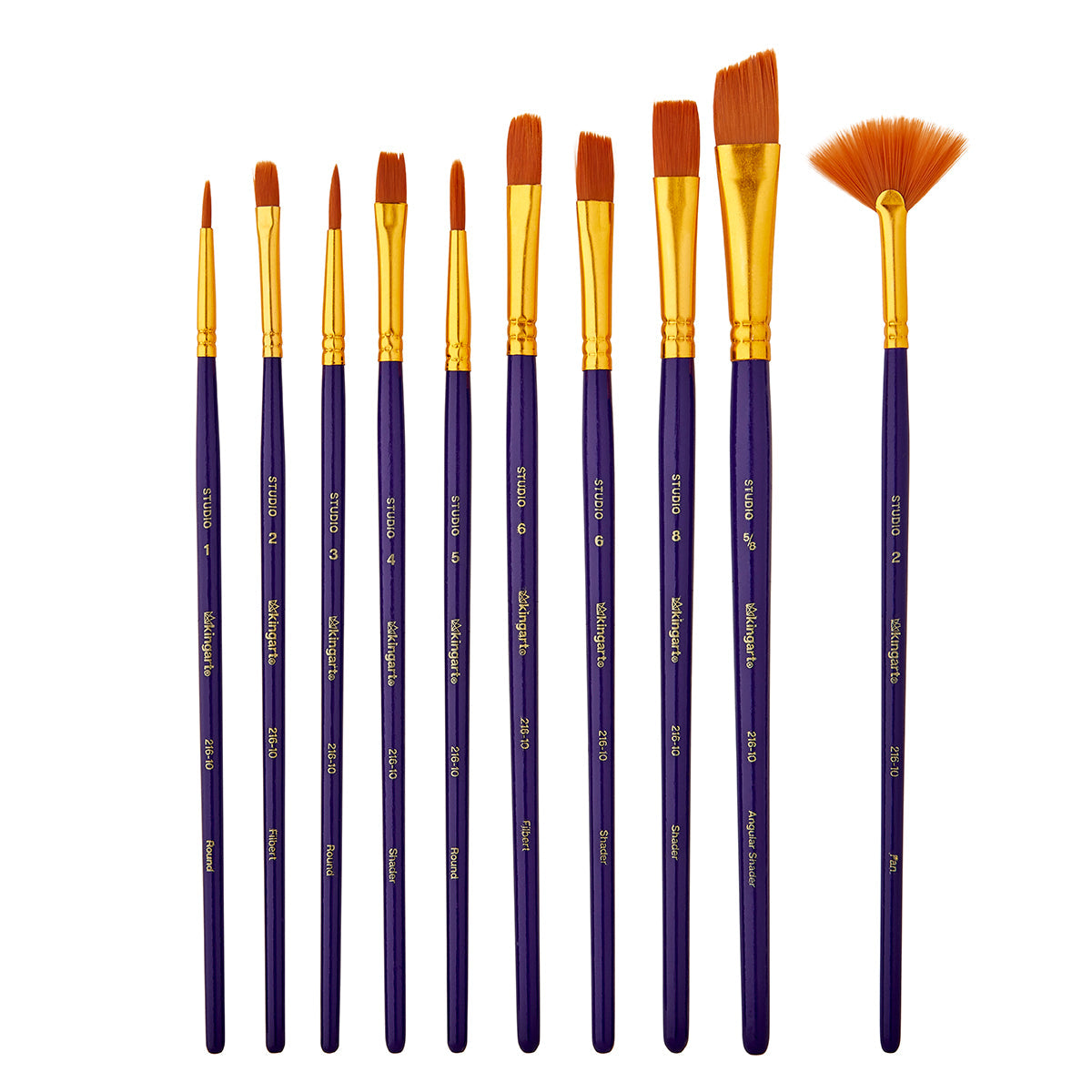 Studio Mixed Media Gold Nylon Brush Set - 10 pc KINGART
