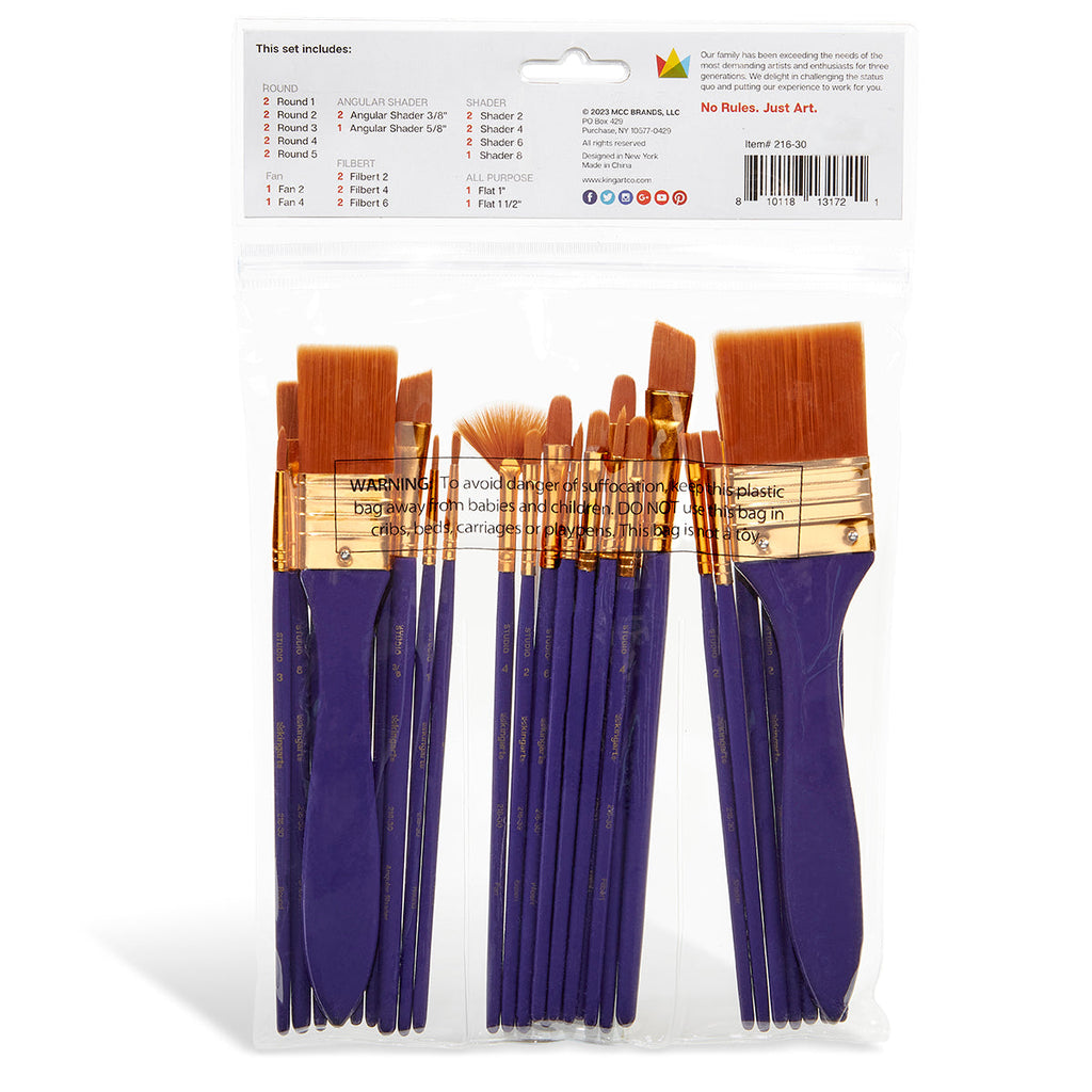 Studio Golden Nylon Brush Set - 30 Pieces KINGART