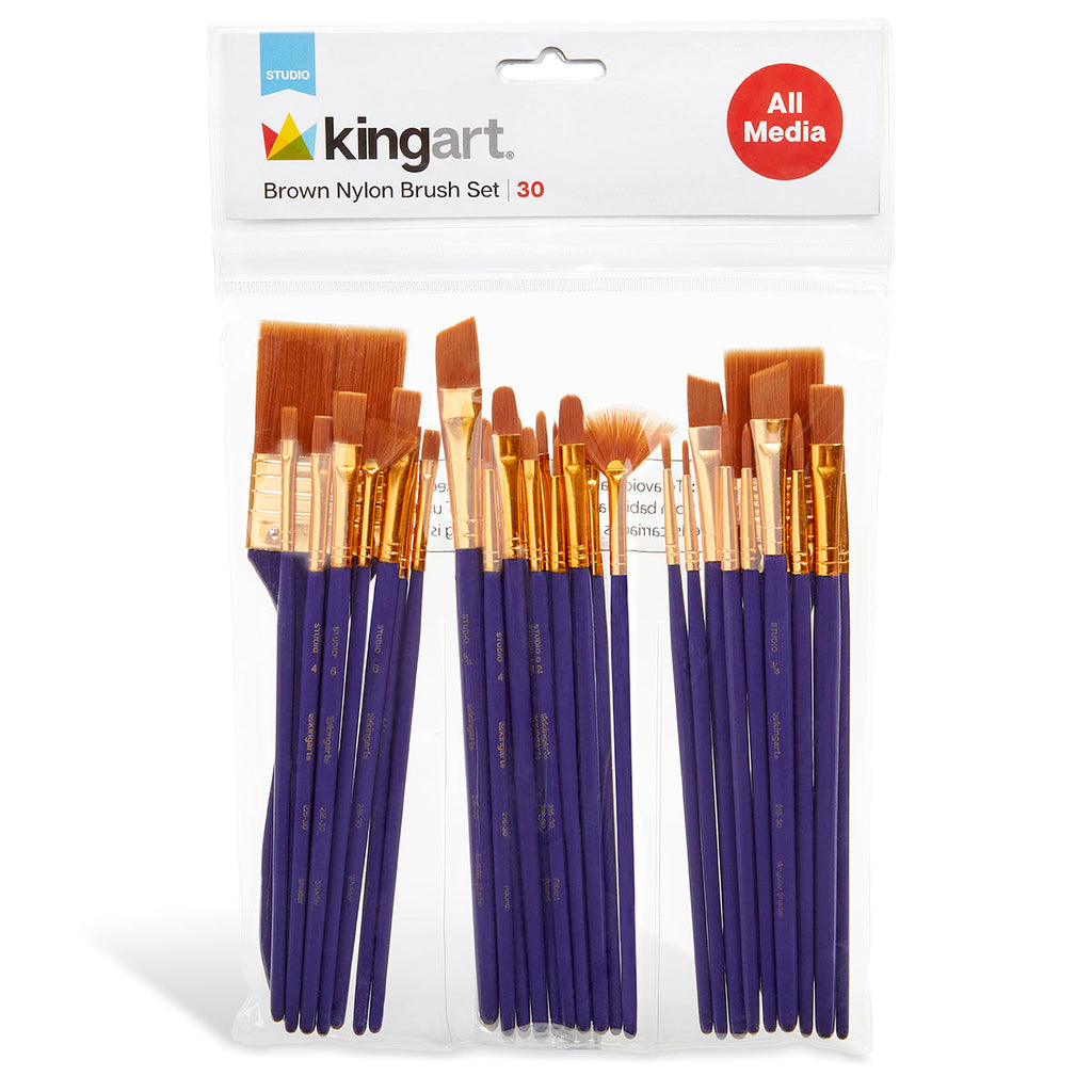 Studio Golden Nylon Brush Set - 30 Pieces KINGART