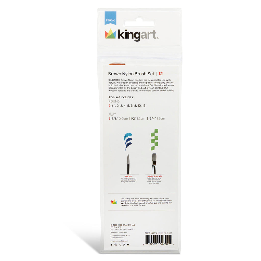 Studio Golden Nylon Brush Set - 12 Pieces KINGART